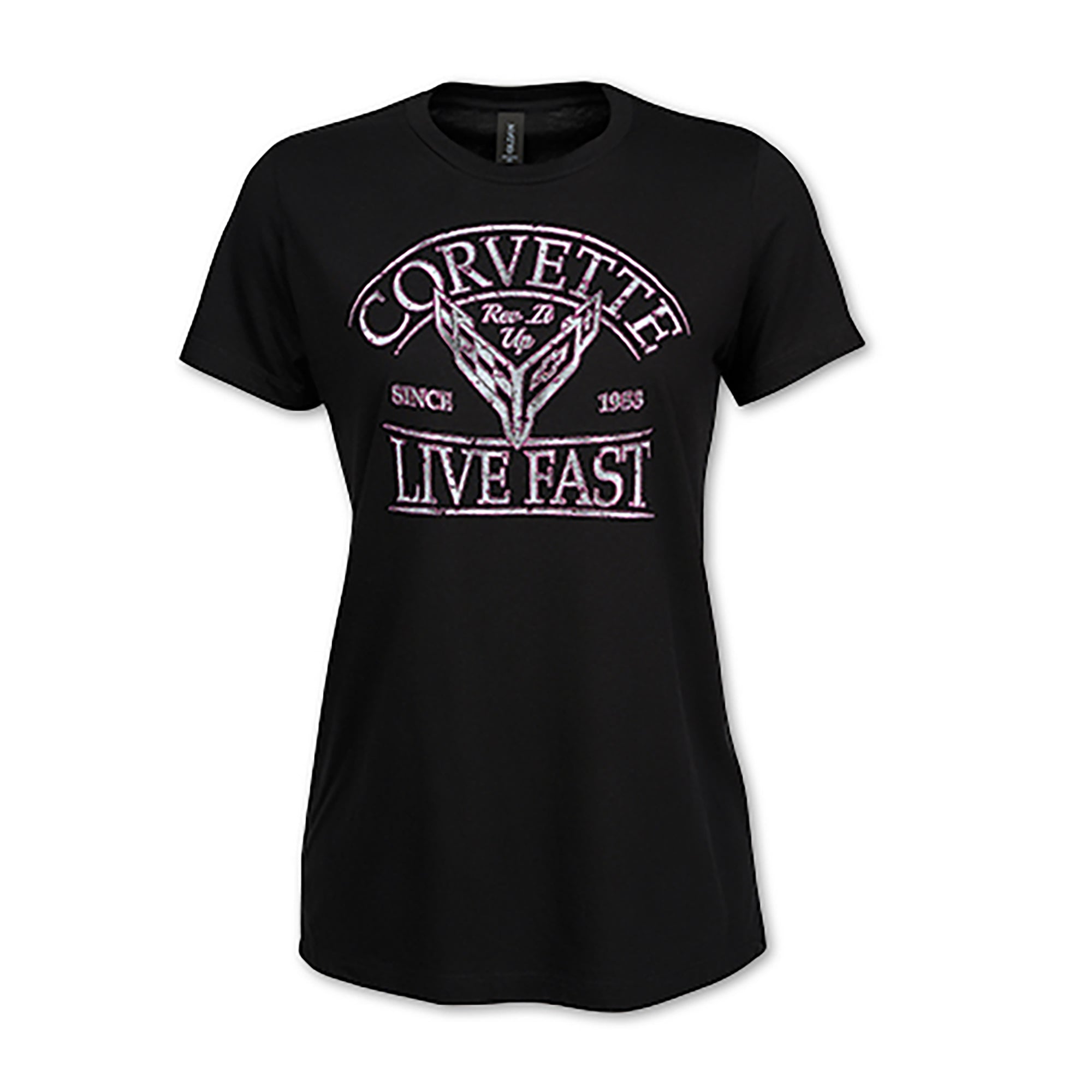 Ladies’ C8 Live Fast Tee - Vette1 - C8 Ladies' Tops