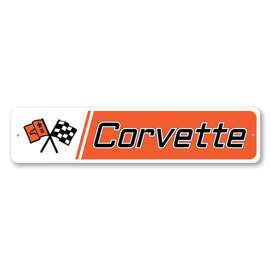 Corvette Crossed Flags Sign - Vette1 - Misc Metal Signs