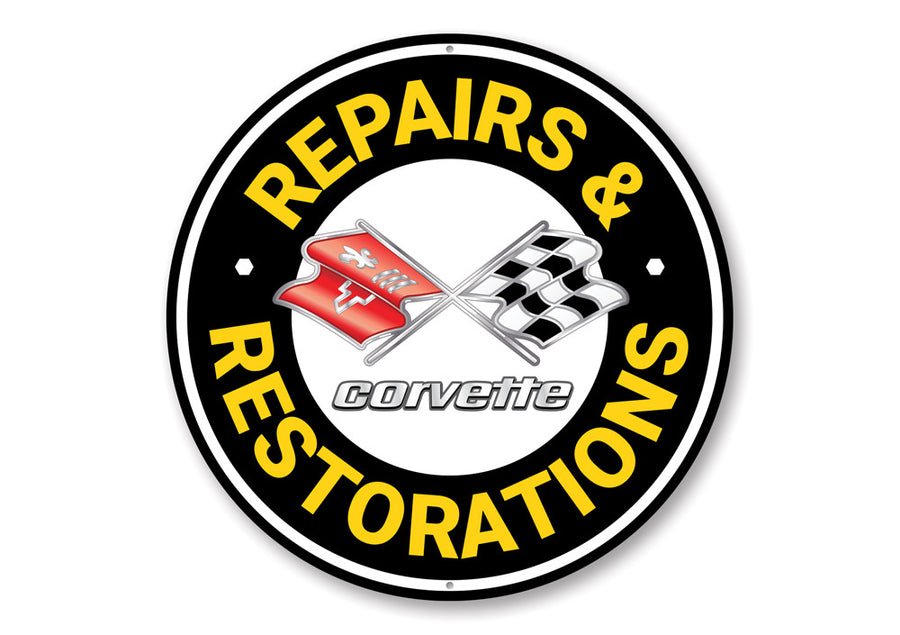 Corvette Repairs and Restoration Car Sign - Vette1 - Misc. Metal Signs