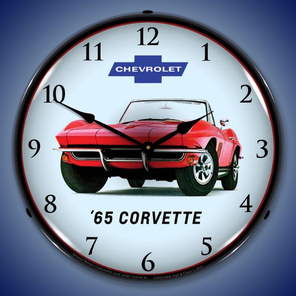 1965 C2 Corvette Convertible 14” Backlit LED Clock - Vette1 - C2 Clocks