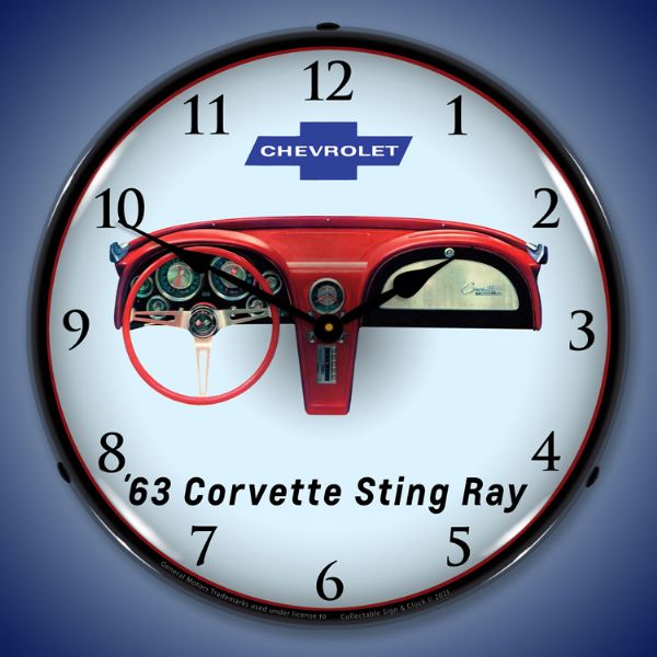 1963 C2 Corvette Dash 14” Backlit LED Clock - Vette1 - C2 Clocks