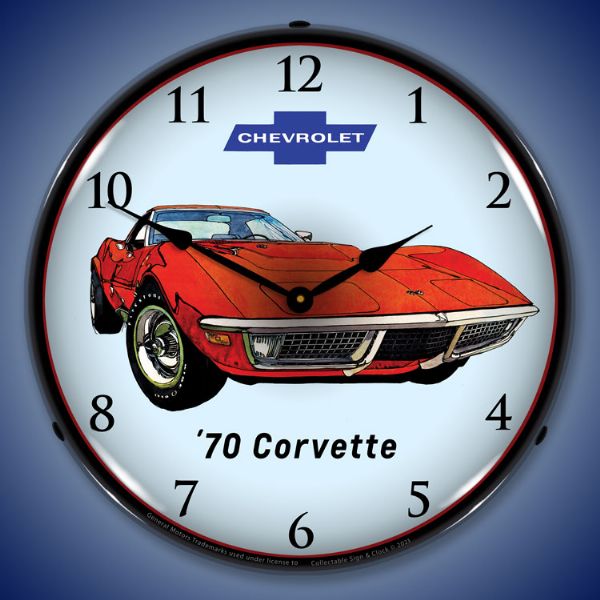 1970 C3 Corvette Stingray 14” Backlit LED Clock - Vette1 - C3 Clocks