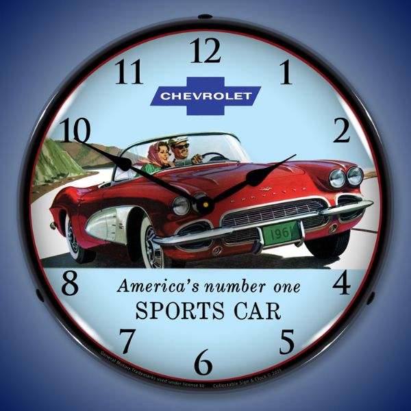 1961 C1 Corvette 14” Backlit LED Clock - Vette1 - C1 Clocks