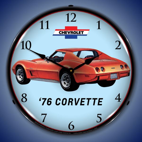 1976 C3 Corvette 14” Backlit LED Clock - Vette1 - C3 Clocks