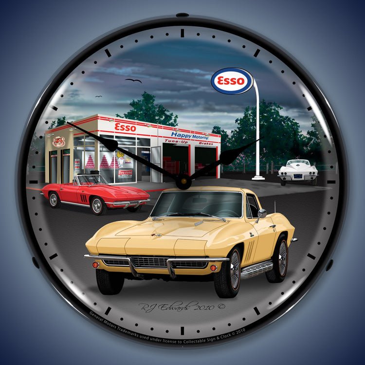 1965 C2 Corvette 14” Backlit LED Clock - Vette1 - C2 Clocks