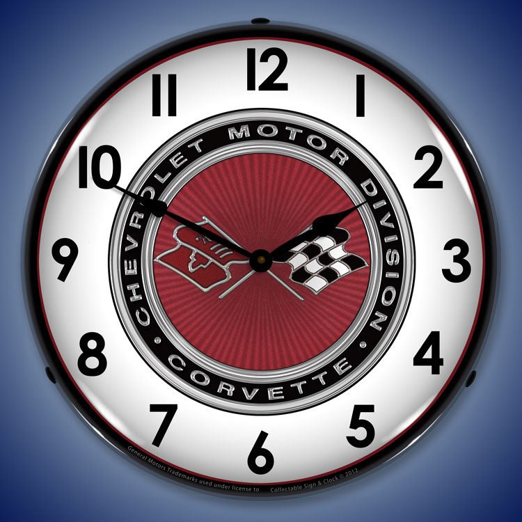 C3 Corvette 14” Backlit LED Clock - Vette1 - C6 Clocks