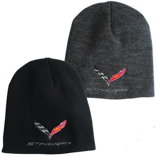 Corvette C7 C8 Men's Stingray Flag Knit Pullover Beanie - Vette1 - C7 Hats & Caps