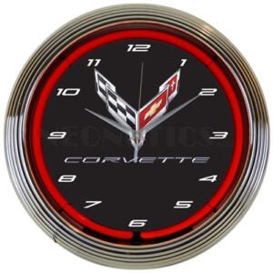 15" C8 Corvette Neon Clock - Vette1 - C8 Neon Clocks