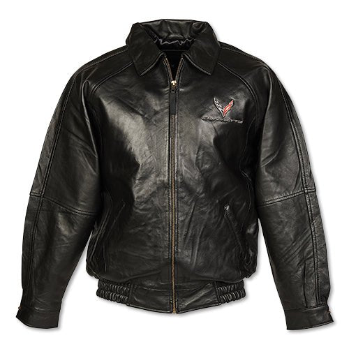 C8 Corvette Black Lambskin Jacket - Vette1 - C8 Men's Outerwear