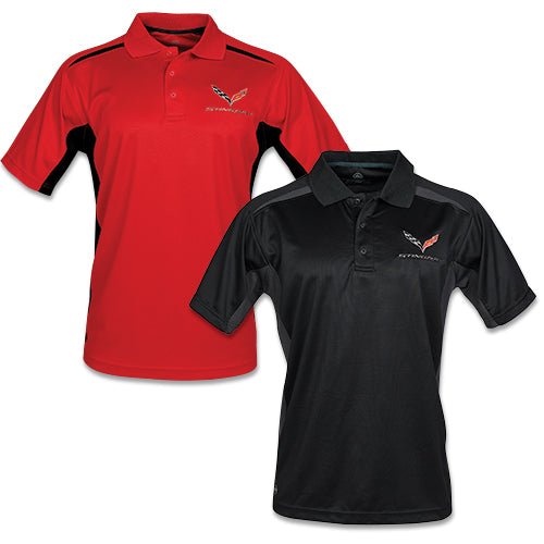 Corvette C7 Men's Match Tech Polo Shirt - Vette1 - C7 Men's Polo Shirts