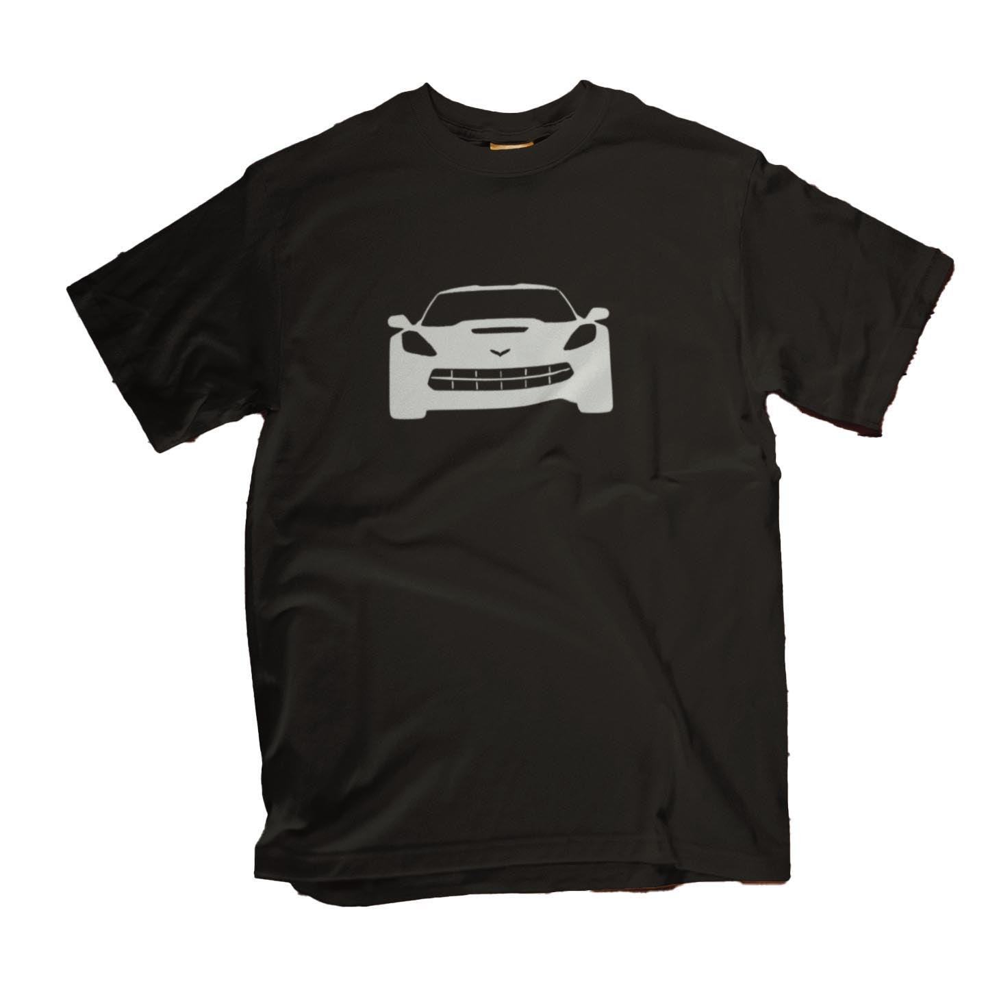 Corvette C6 Front Silhouette Heavy Cotton Tee - Vette1 - C6 Men's T-Shirts