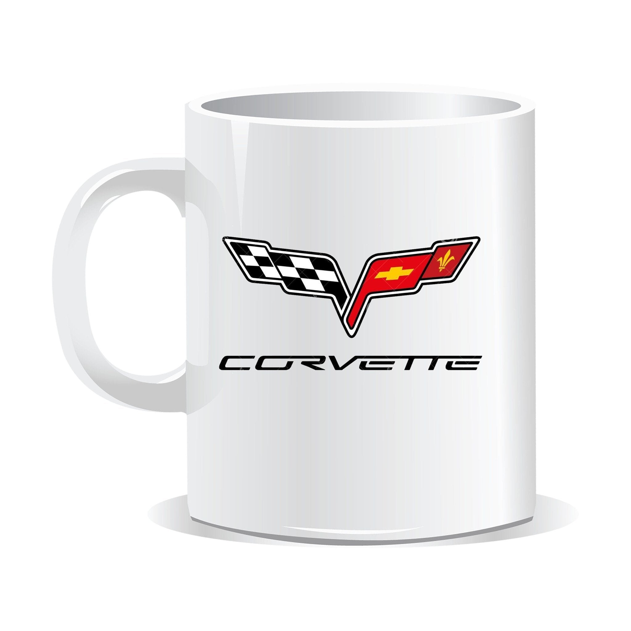 Corvette C6 Logo White Ceramic Coffee Mug, 11 oz. - Vette1 - C6 Coffee Mugs