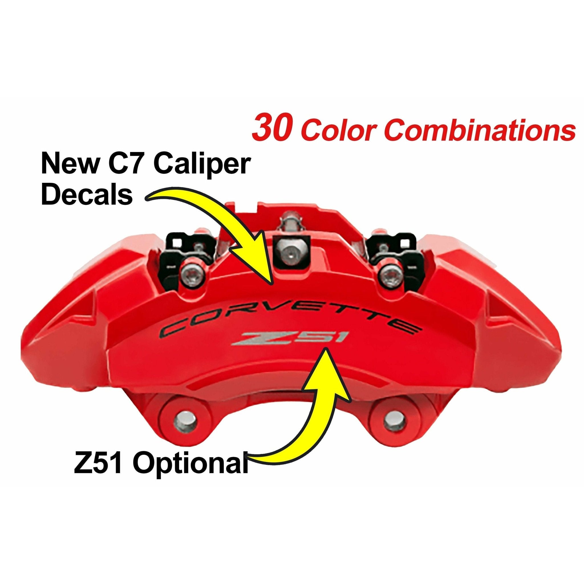 Corvette C7 Brake Caliper Decals - High Temperature - Vette1 - Caliper Decals