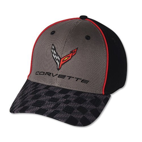 Corvette C8 Carbon Flash Checkered Bill Cap - Vette1 - C8 Hats & Caps