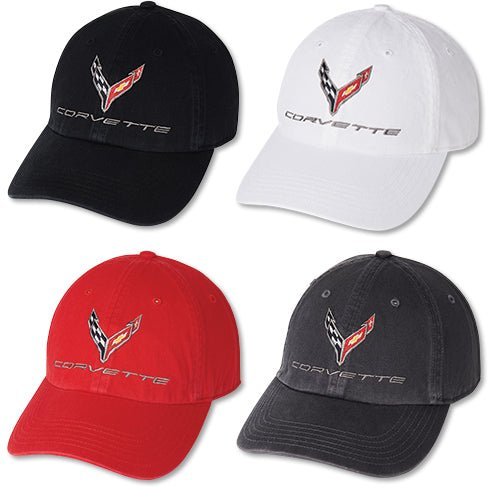 Corvette C8 Premium Garment Washed Cap - 4 Colors! - Vette1 - C8 Hats & Caps