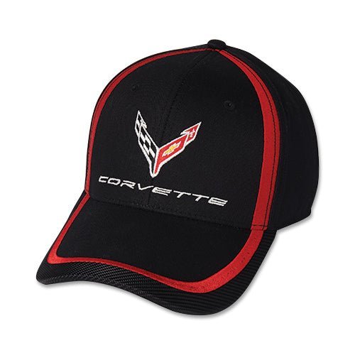 Corvette C8 Red Stripe Accent Cap - Vette1 - C8 Hats & Caps
