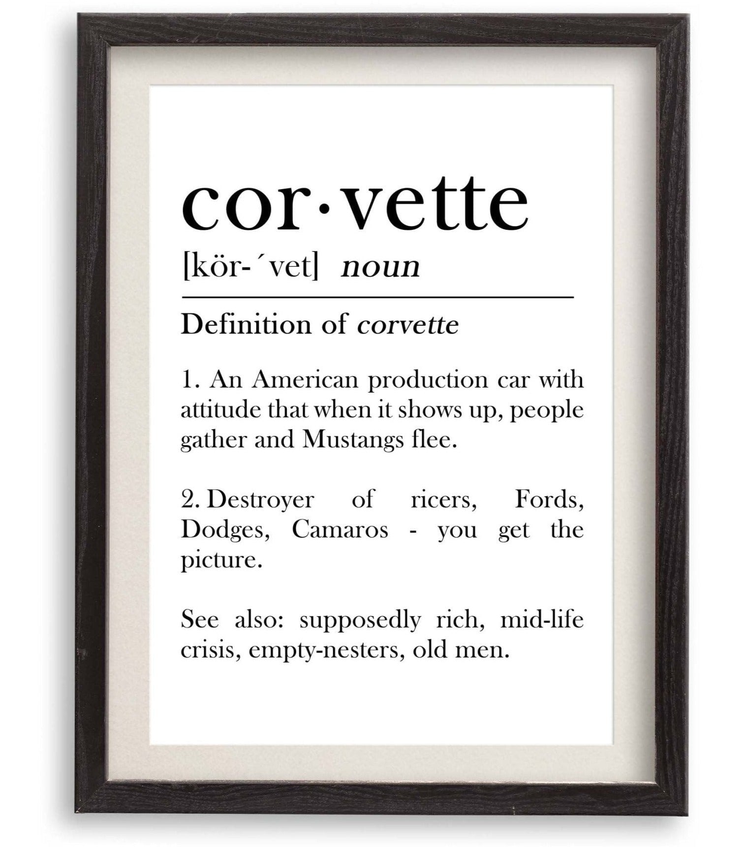 Corvette Definition Print Poster Wall Art Man Cave Art Garage Art, 13x19 - Vette1 - Wall Art