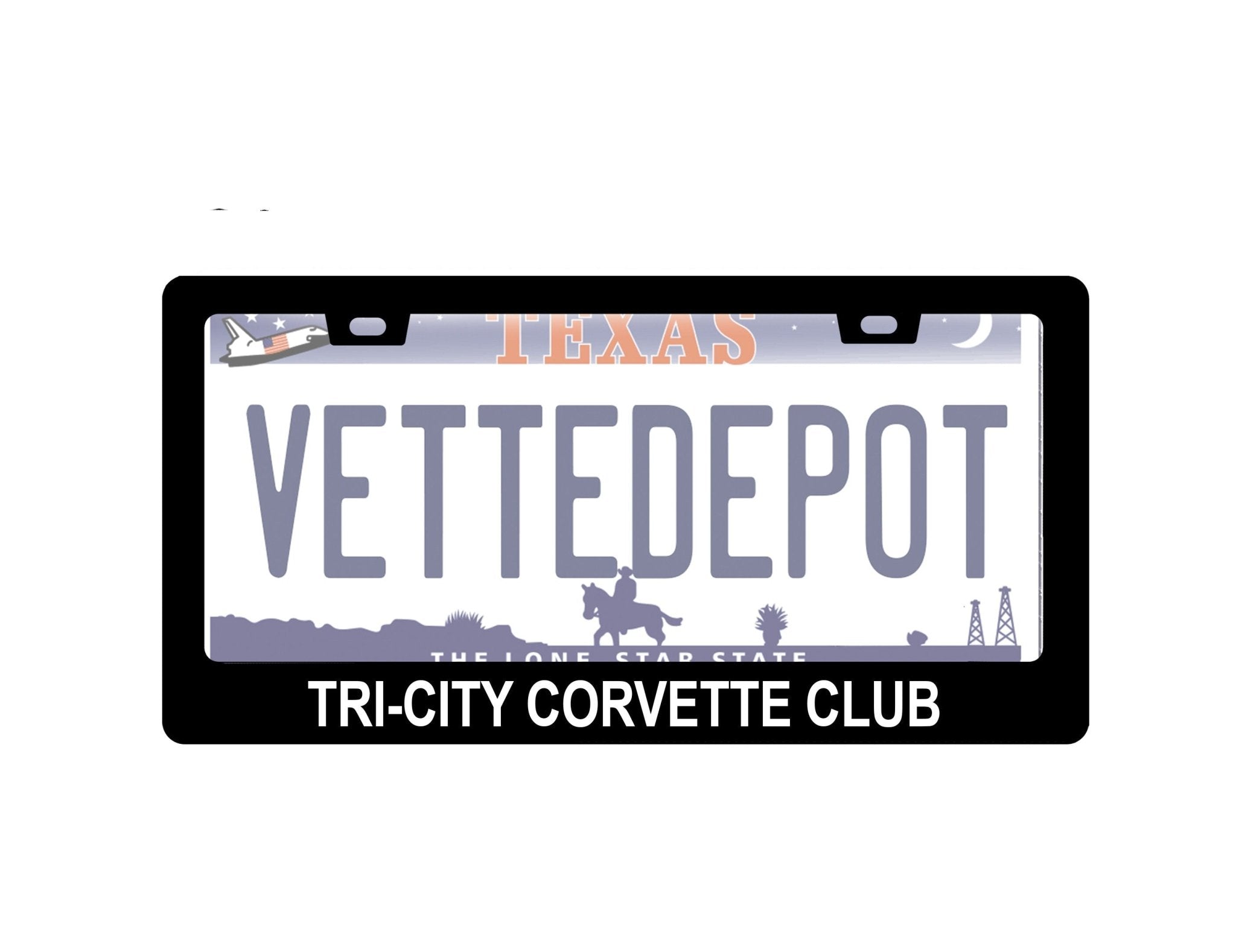 Tri-City Corvette Club License Plate Frame - Vette1 - Corvette Club License Plate Frames