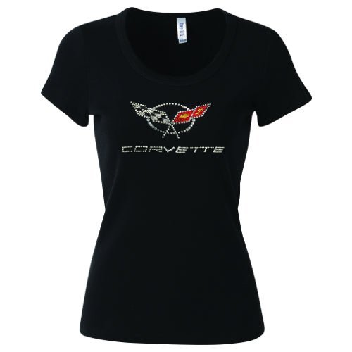 Ladies Corvette C5 Rhinestone T-Shirt - Vette1 - C5 Ladies Tops