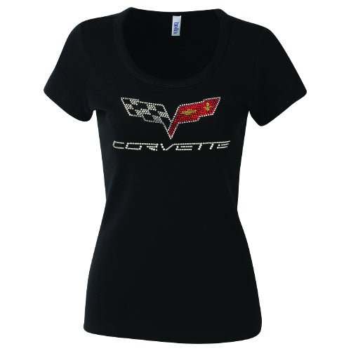 Ladies Corvette C6 Rhinestone T-Shirt - Vette1 - C6 Ladies Tops