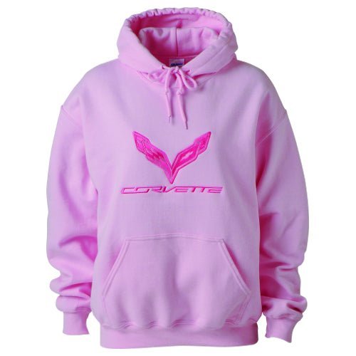 Ladies Pink Corvette C7 Hoodie - Vette1 - C7 Ladies' Outerwear